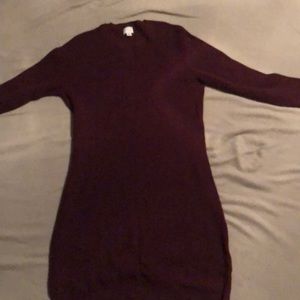 A maroon sweater dress
